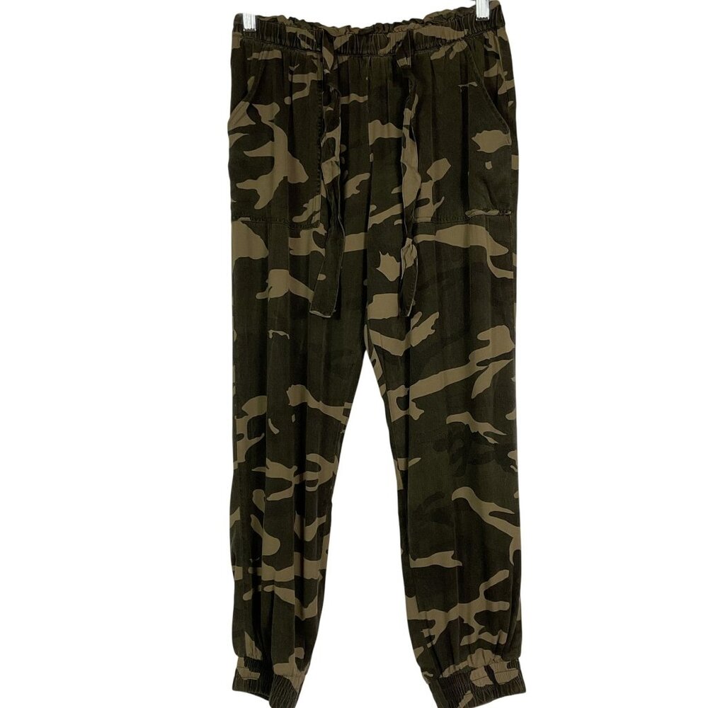 Easel Women's Camouflage Print Drawstring Elastic Waist Banded Cuff Pants Small